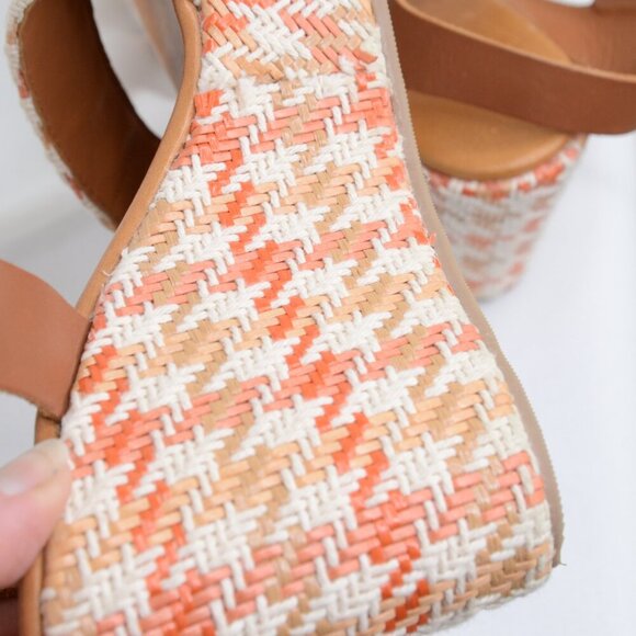 Ron White Houndstooth Tweed Woven Platform Wedge Sandals Sz 9 - Picture 7 of 9